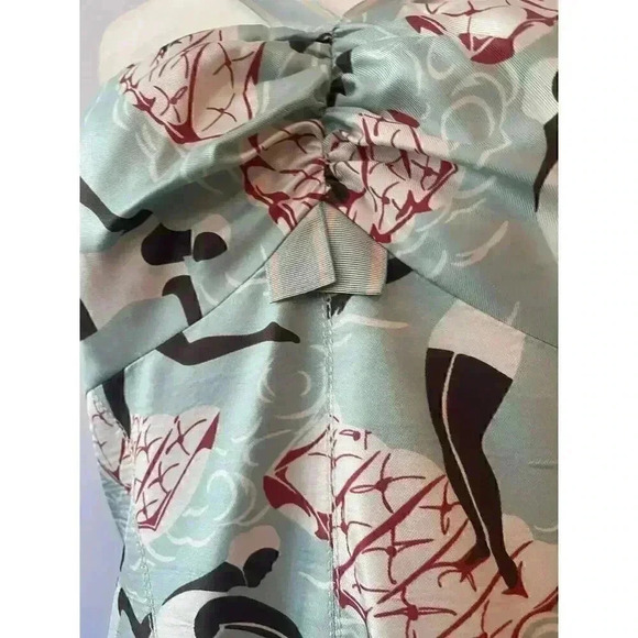 Carolina Herrera Midi Halter Silk Dress 10 Swimming Ladies 1930 Novelty Designer - Picture 6 of 9